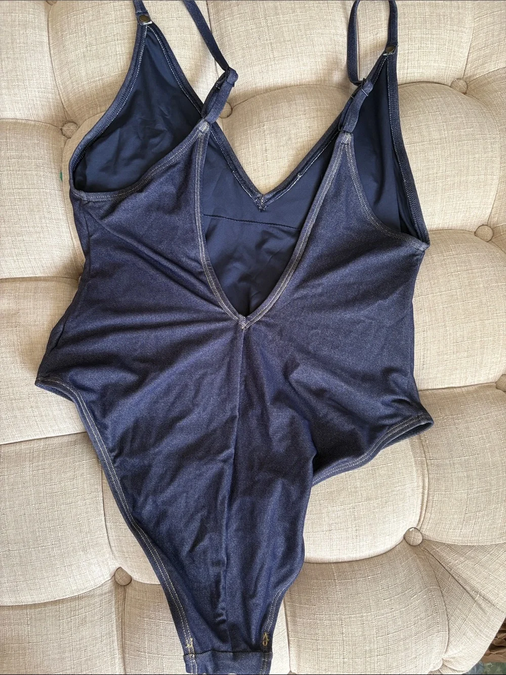 Women’s Navy V-Neck One-Piece Swimsuit